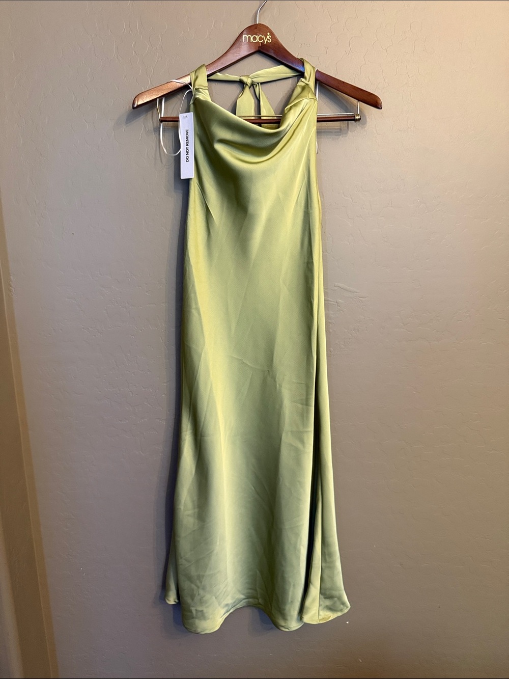 Princess Polly Light Olive Satin Cowl Neck Maxi Dress with Tie Back